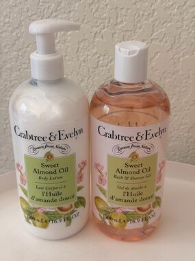 Crabtree & Evelyn Sweet Almond Oil Lotion & Bath Shower Gel Jumbo Sizes New